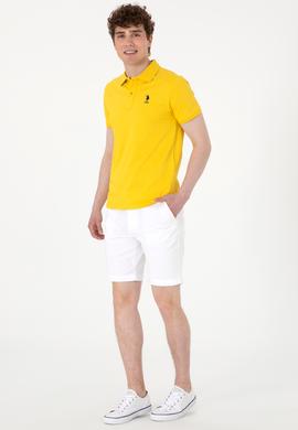Erkek Slim Fit Polo Yaka Sarı Basic Tişört - 50298011081