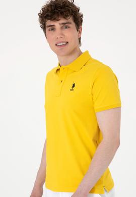 Erkek Slim Fit Polo Yaka Sarı Basic Tişört - 50298011081