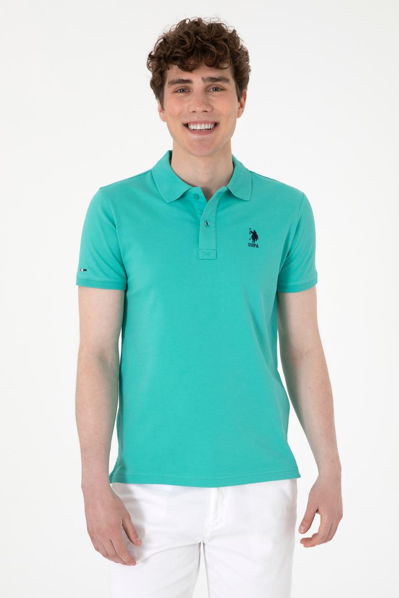 Erkek Slim Fit Polo Yaka Mint Basic Tişört