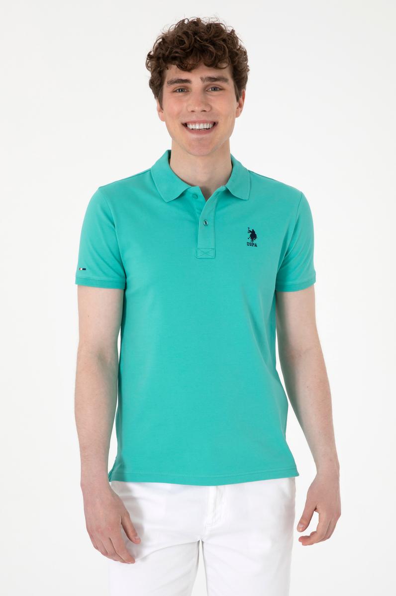 Erkek Slim Fit Polo Yaka Mint Basic Tişört