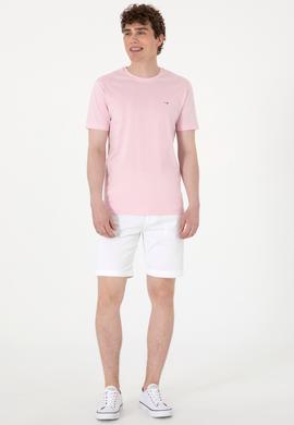 Erkek Regular Fit Bisiklet Yaka Açık Pembe Basic Tişört - 50297999071