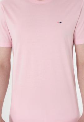 Erkek Regular Fit Bisiklet Yaka Açık Pembe Basic Tişört - 50297999071