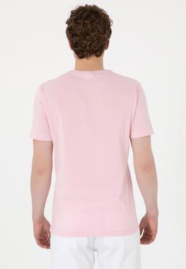 Erkek Regular Fit Bisiklet Yaka Açık Pembe Basic Tişört - 50297999071