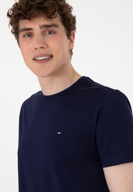 Erkek Regular Fit Bisiklet Yaka Lacivert Basic Tişört - 50297999027