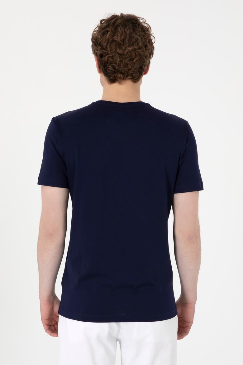 Erkek Regular Fit Bisiklet Yaka Lacivert Basic Tişört - 50297999027