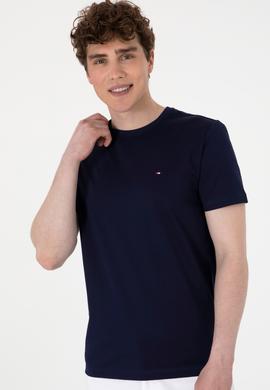 Erkek Regular Fit Bisiklet Yaka Lacivert Basic Tişört - 50297999027