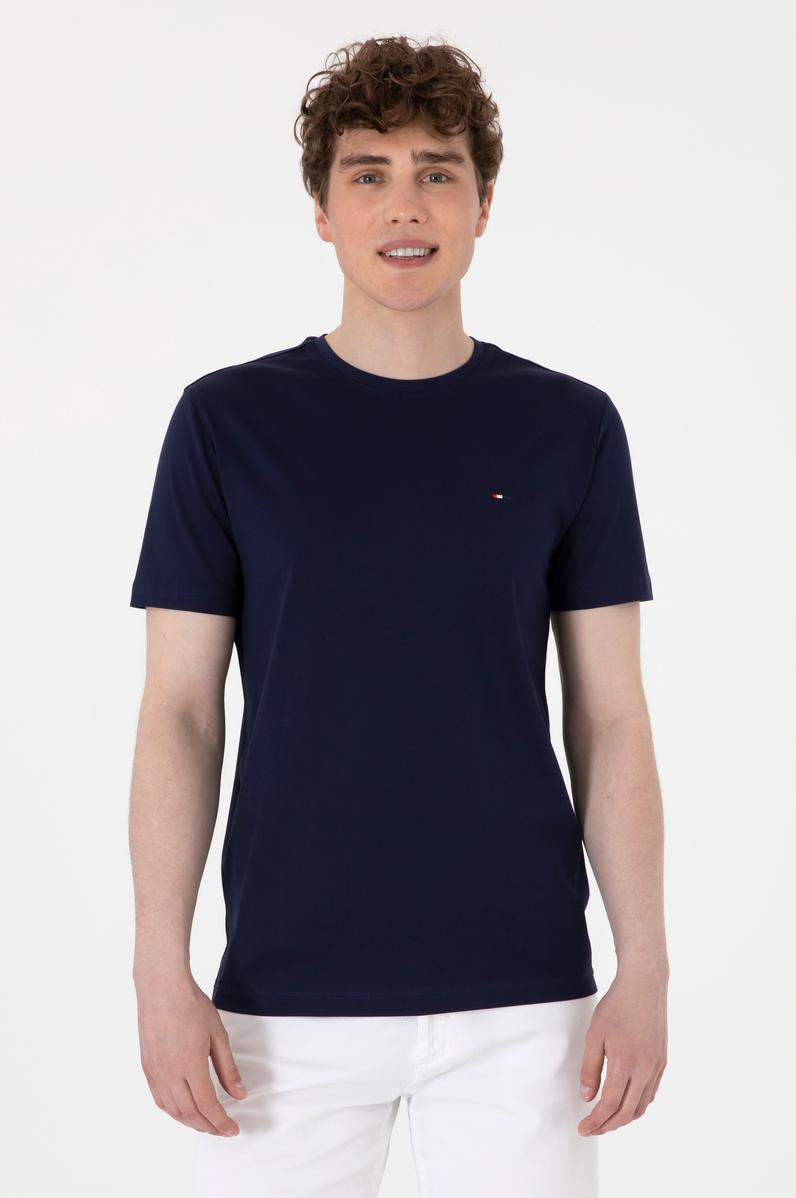 Erkek Regular Fit Bisiklet Yaka Lacivert Basic Tişört