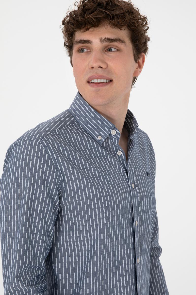 Erkek Açık Lacivert Uzun Kollu Gömlek