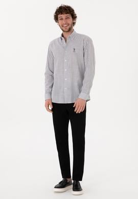 Erkek Çizgili Gri Gömlek - 50306310025