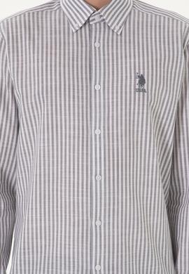 Erkek Çizgili Gri Gömlek - 50306310025