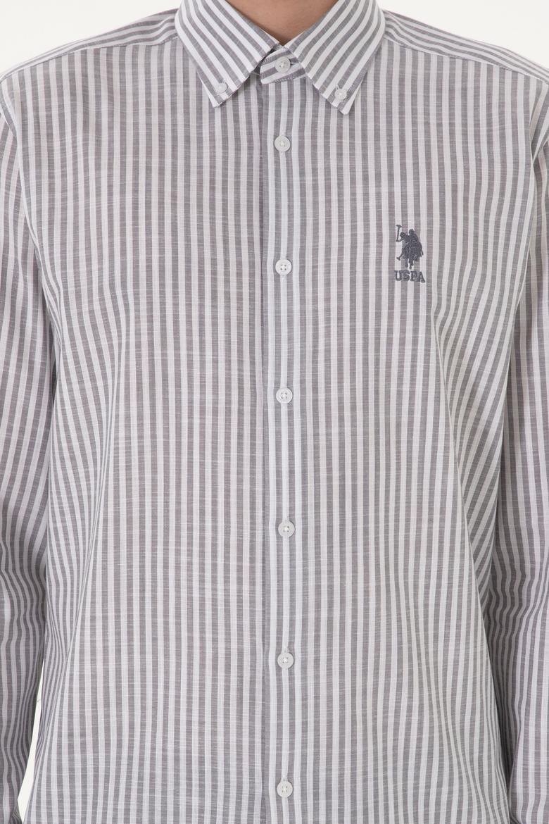 Erkek Çizgili Gri Gömlek - 50306310025