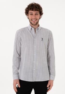 Erkek Çizgili Gri Gömlek - 50306310025