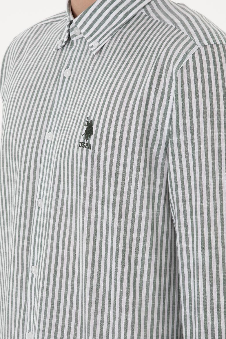 Erkek Çizgili Haki Gömlek - 50306310007