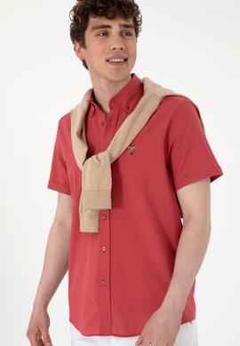 Erkek Vişne Kısa Kollu Gömlek - 50298007109