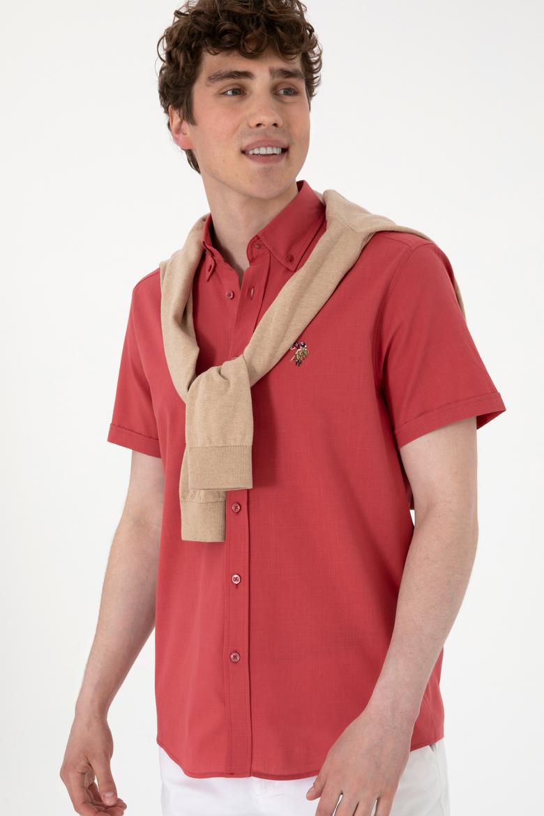 Erkek Vişne Kısa Kollu Gömlek - 50298007109
