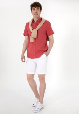 Erkek Vişne Kısa Kollu Gömlek - 50298007109