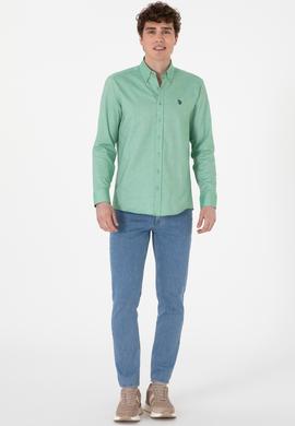 Erkek Yeşil Uzun Kollu Basic Gömlek - 50298002053
