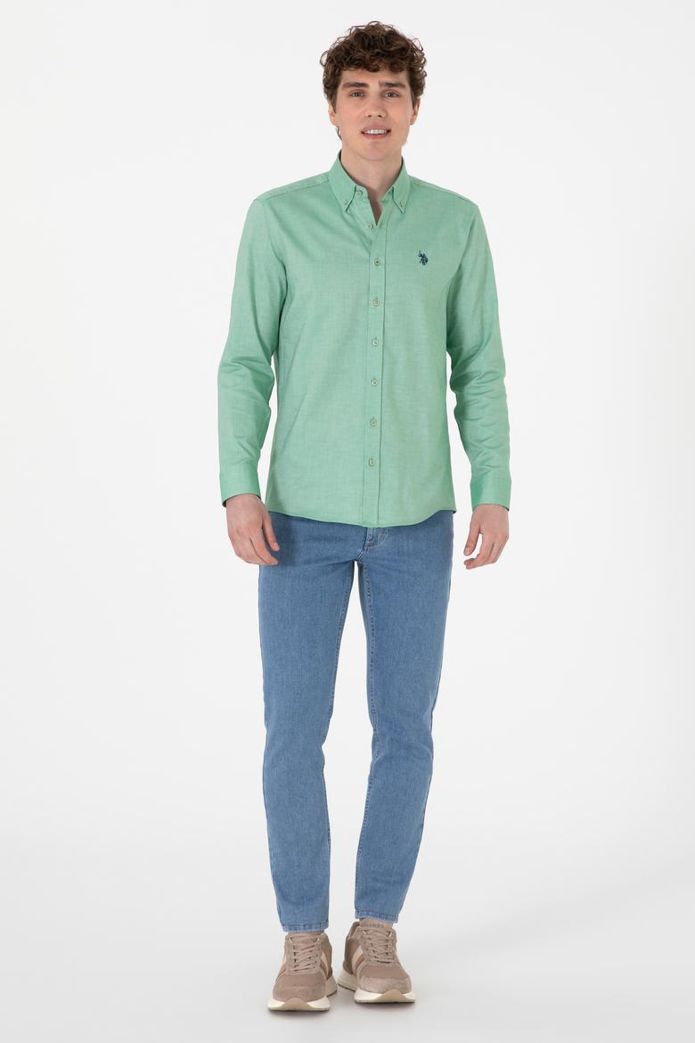 Erkek Yeşil Uzun Kollu Basic Gömlek - 50298002053
