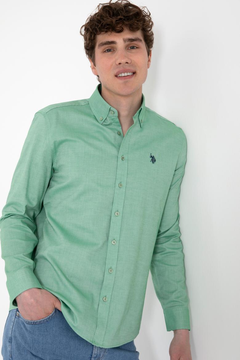 Erkek Yeşil Uzun Kollu Basic Gömlek - 50298002053