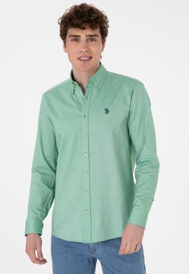 Erkek Yeşil Uzun Kollu Basic Gömlek - 50298002053