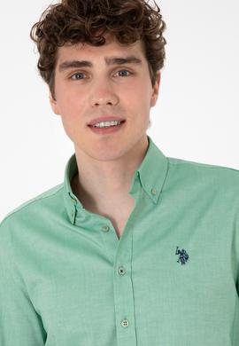 Erkek Yeşil Uzun Kollu Basic Gömlek - 50298002053