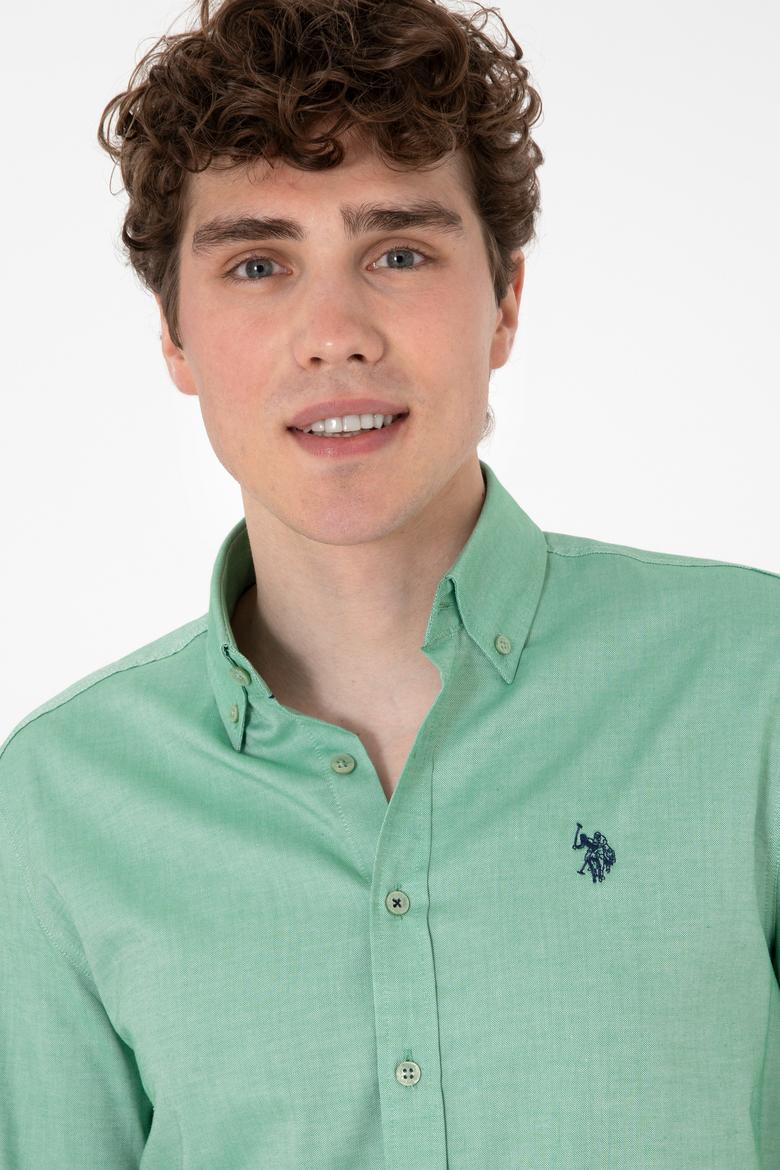 Erkek Yeşil Uzun Kollu Basic Gömlek - 50298002053