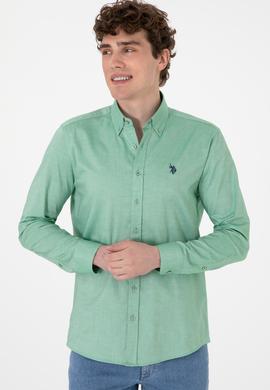 Erkek Yeşil Uzun Kollu Basic Gömlek - 50298002053