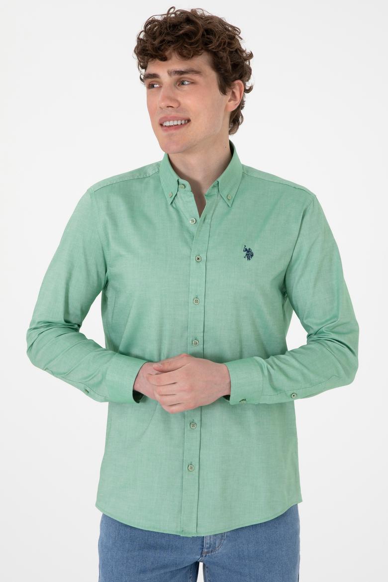 Erkek Yeşil Uzun Kollu Basic Gömlek - 50298002053