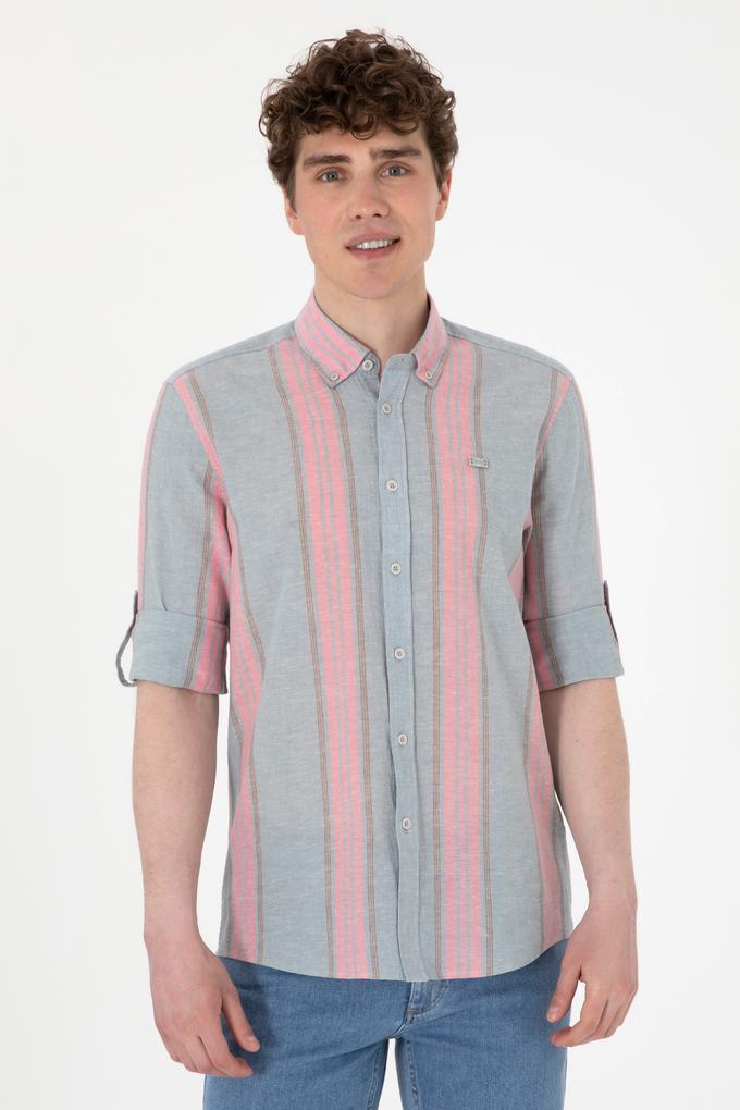 Erkek Vişne Uzun Kollu Gömlek