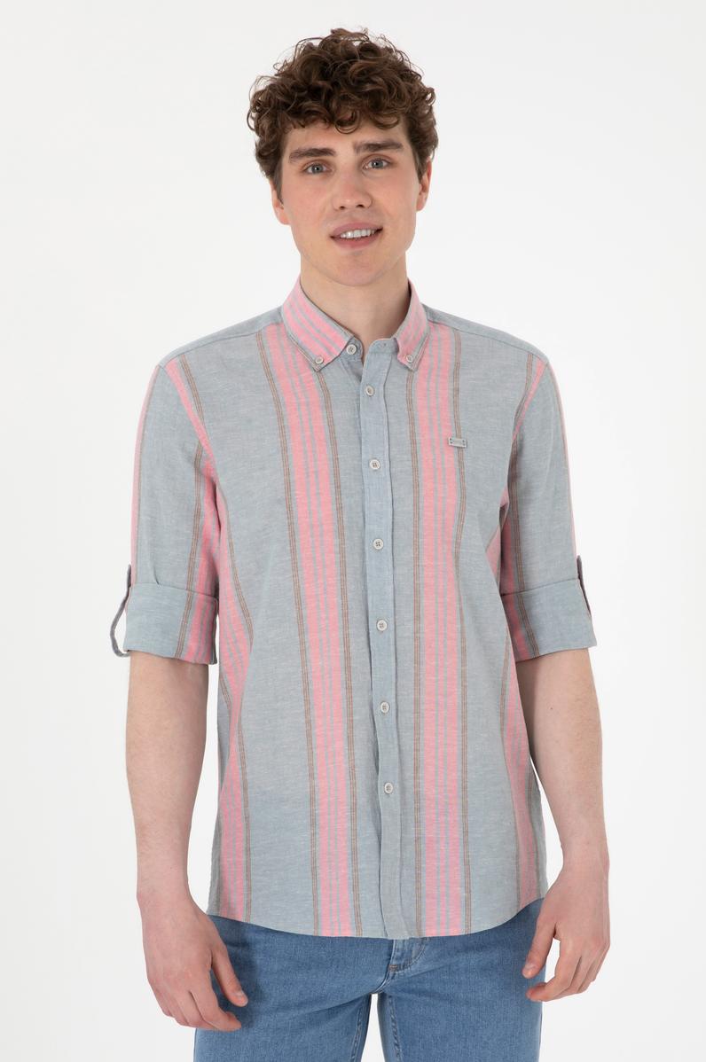 Erkek Vişne Uzun Kollu Gömlek