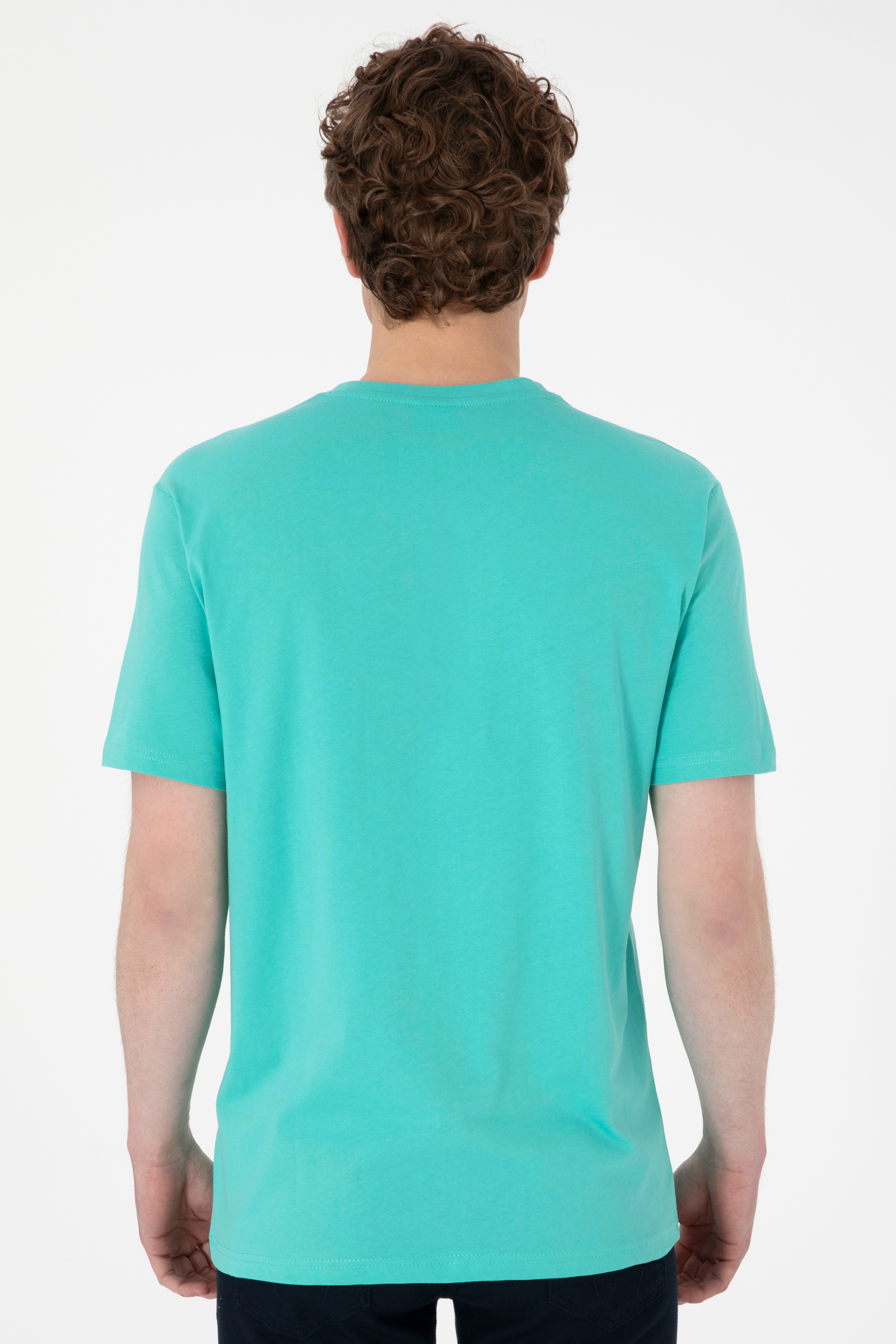 Erkek Regular Fit V Yaka Mint Basic Tişört