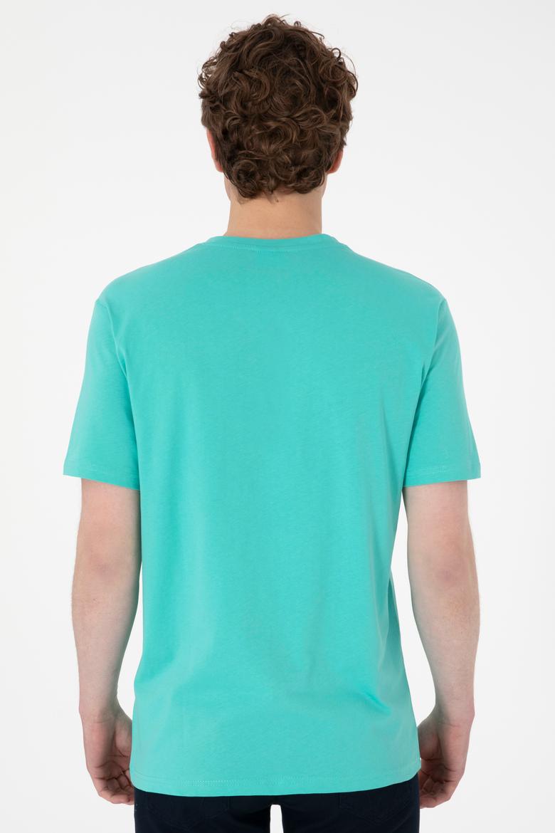 Erkek Regular Fit V Yaka Mint Basic Tişört - 50298043059