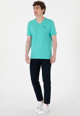 Erkek Regular Fit V Yaka Mint Basic Tişört - 50298043059