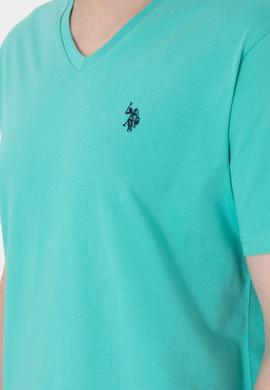 Erkek Regular Fit V Yaka Mint Basic Tişört - 50298043059