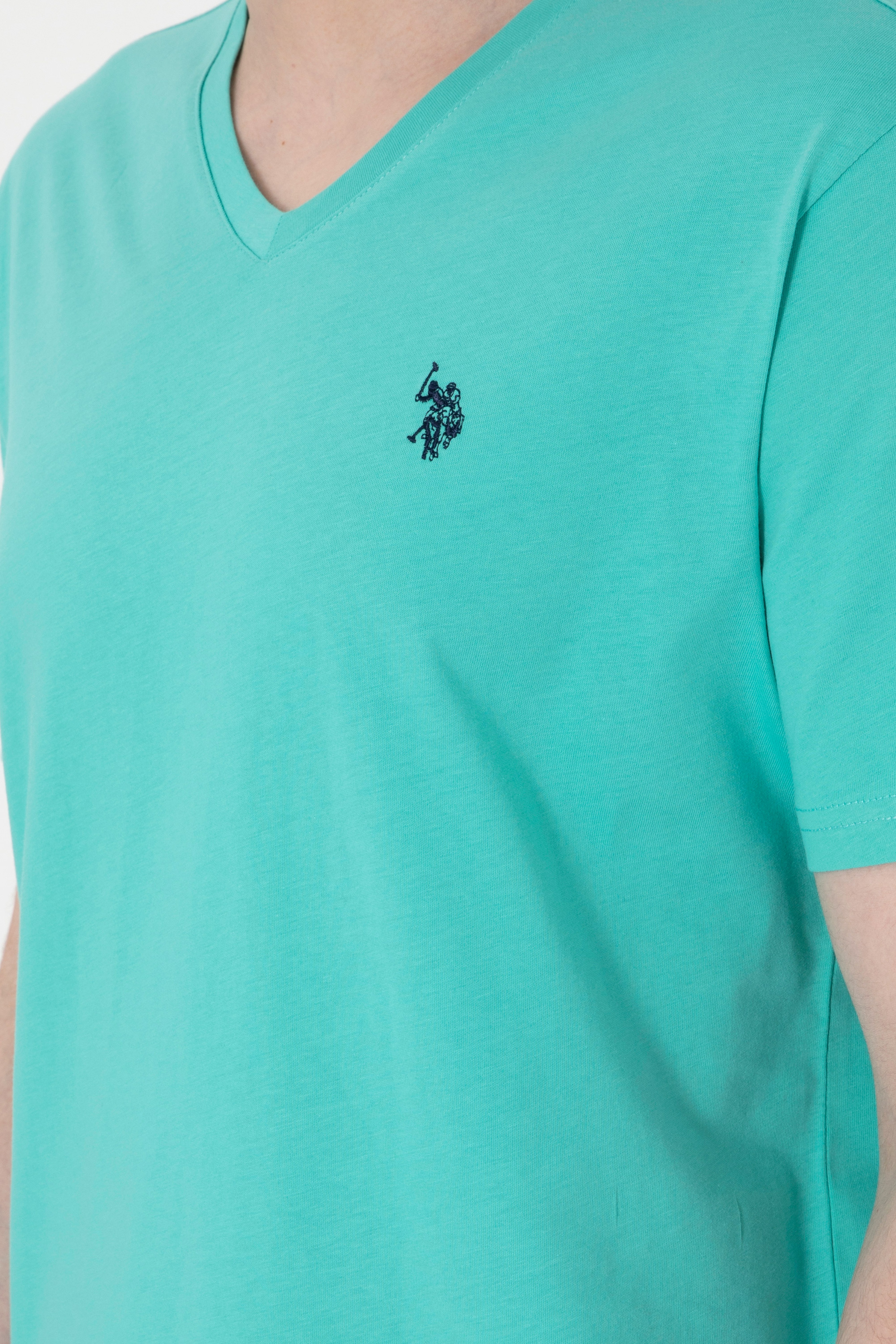 Erkek Regular Fit V Yaka Mint Basic Tişört