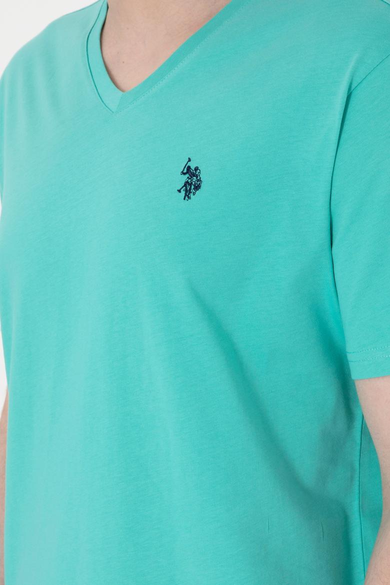 Erkek Regular Fit V Yaka Mint Basic Tişört - 50298043059