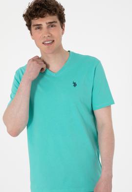Erkek Regular Fit V Yaka Mint Basic Tişört - 50298043059