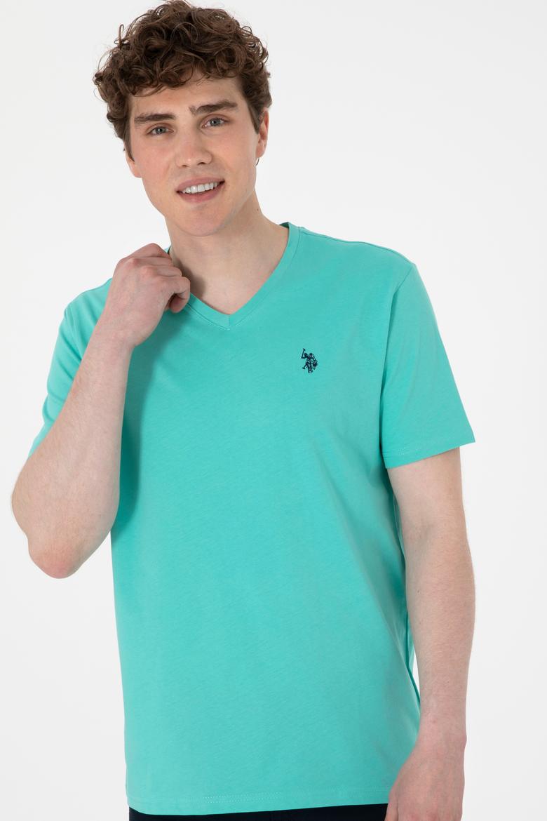 Erkek Regular Fit V Yaka Mint Basic Tişört - 50298043059