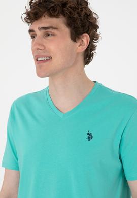 Erkek Regular Fit V Yaka Mint Basic Tişört - 50298043059