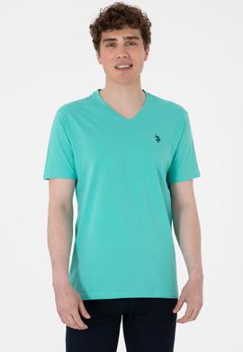 Erkek Regular Fit V Yaka Mint Basic Tişört - 50298043059