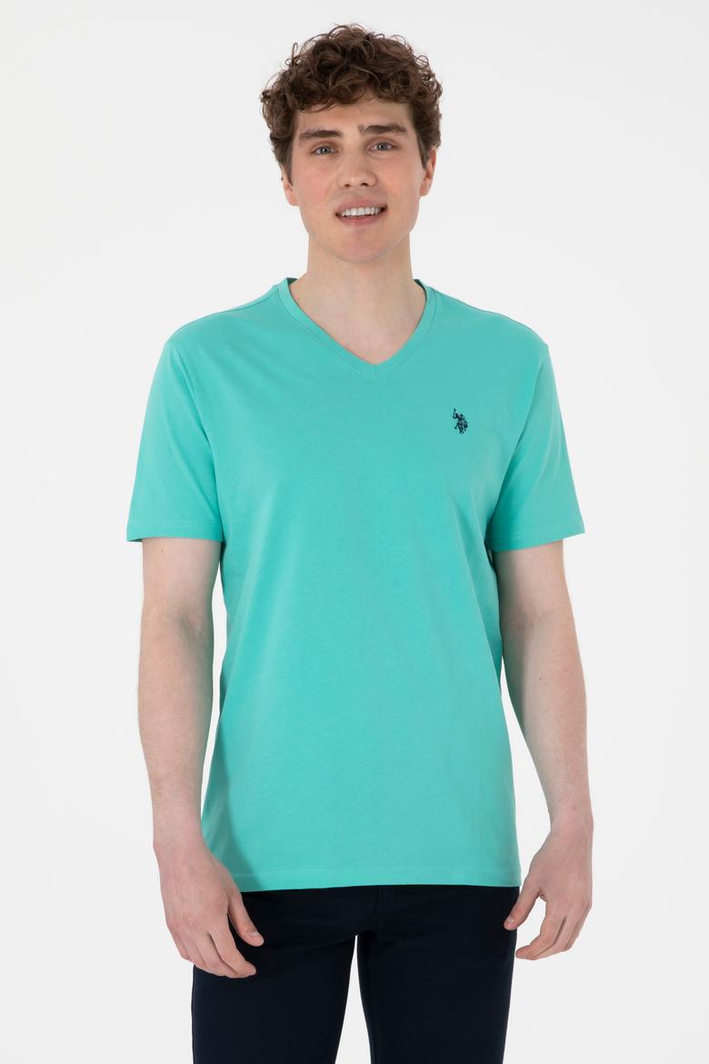 Erkek Regular Fit V Yaka Mint Basic Tişört