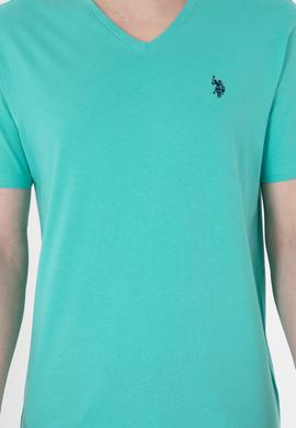 Erkek Regular Fit V Yaka Mint Basic Tişört - 50298043059