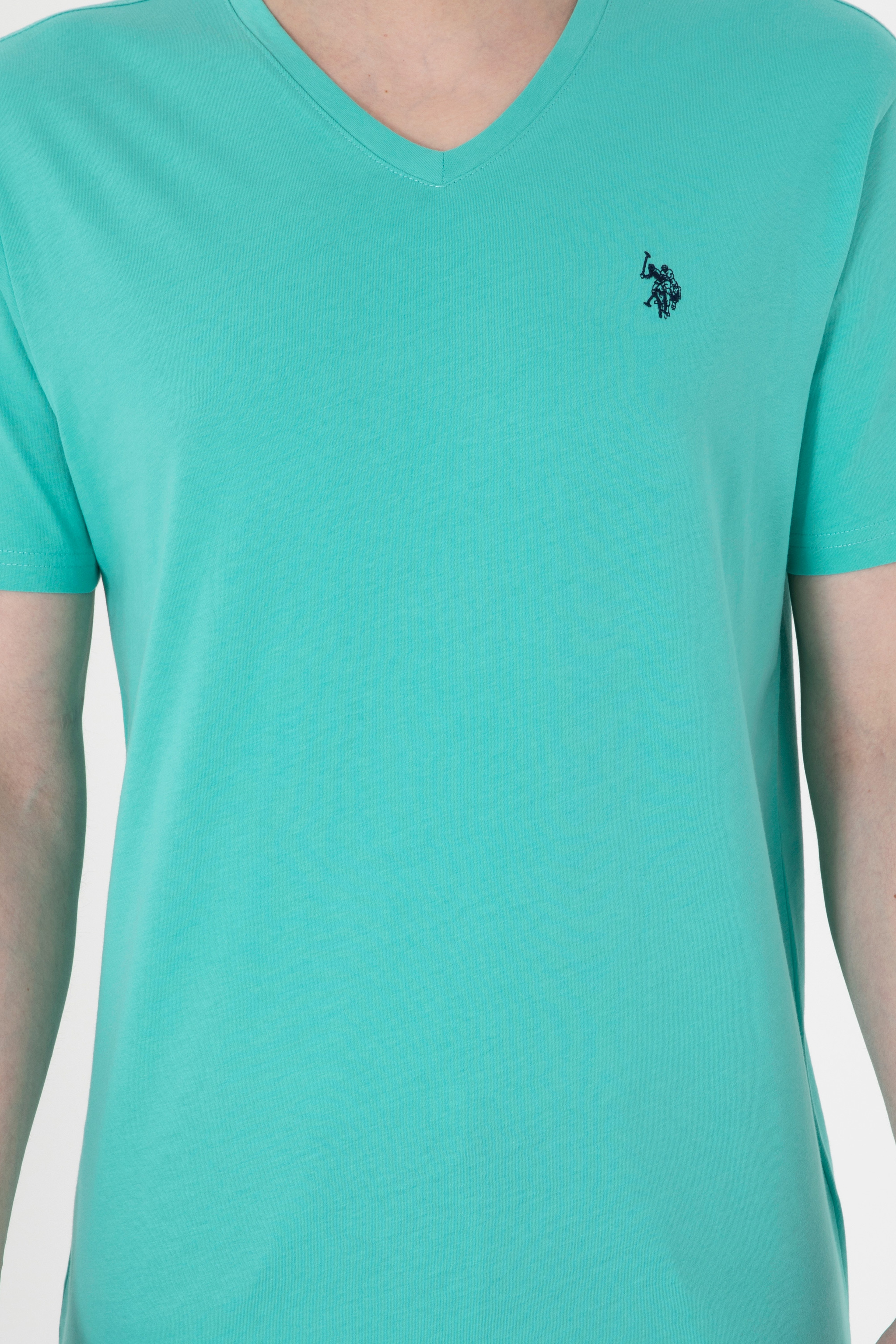 Erkek Regular Fit V Yaka Mint Basic Tişört
