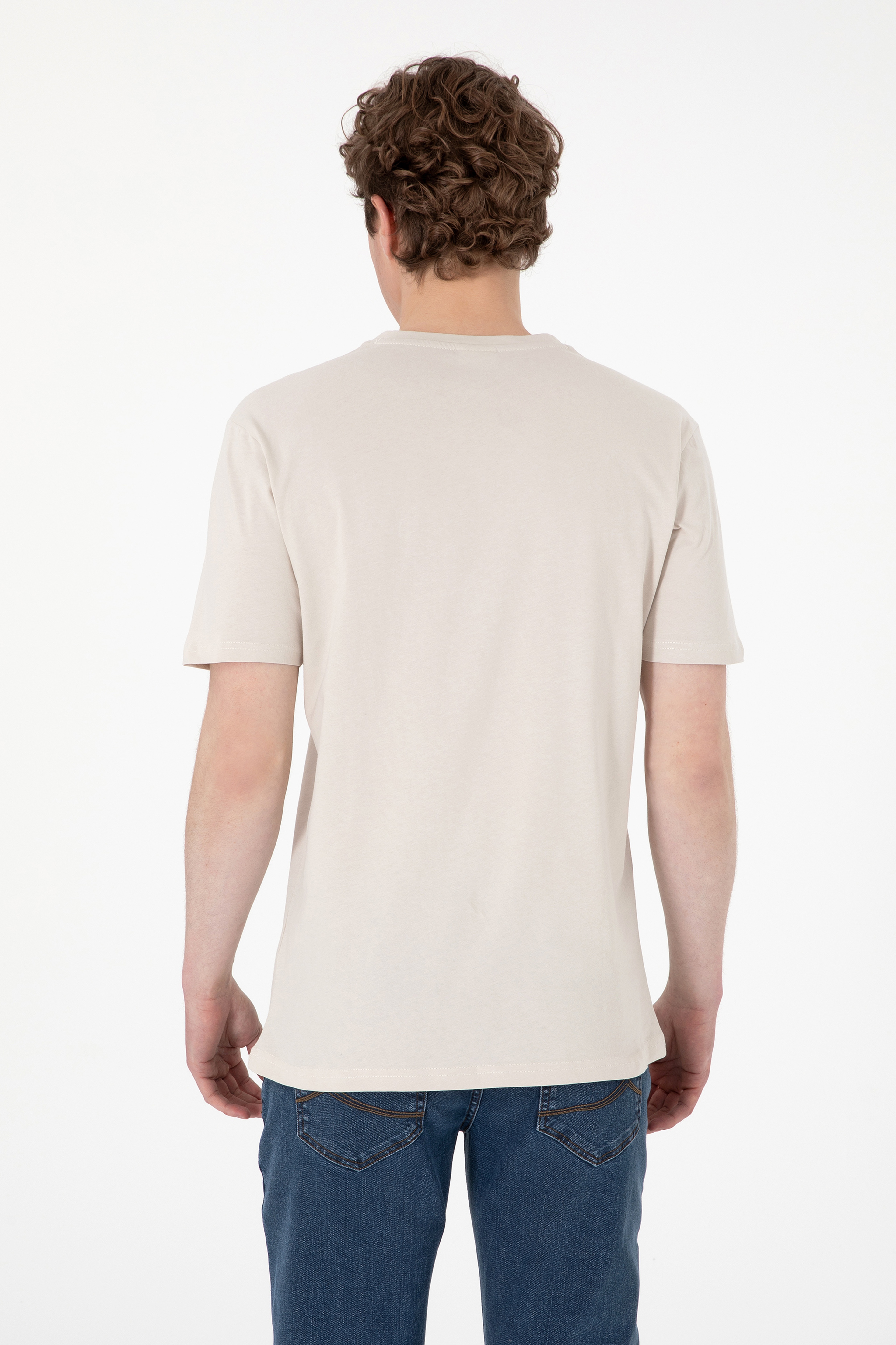 Erkek Regular Fit V Yaka Taş Basic Tişört - Image 5