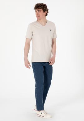 Erkek Regular Fit V Yaka Taş Basic Tişört - 50298043081