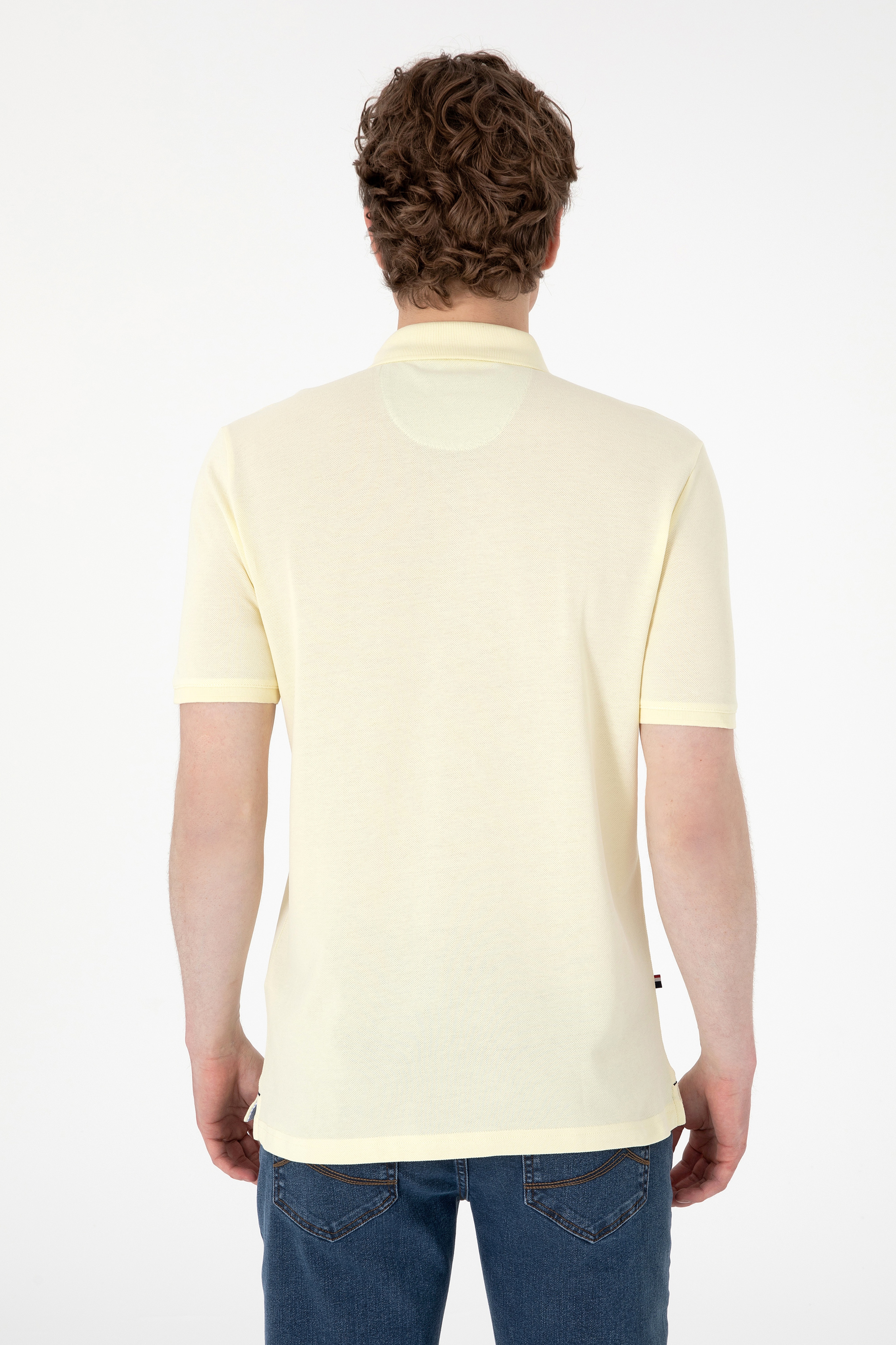 Erkek Regular Fit Polo Yaka Limon Basic Tişört - Image 5