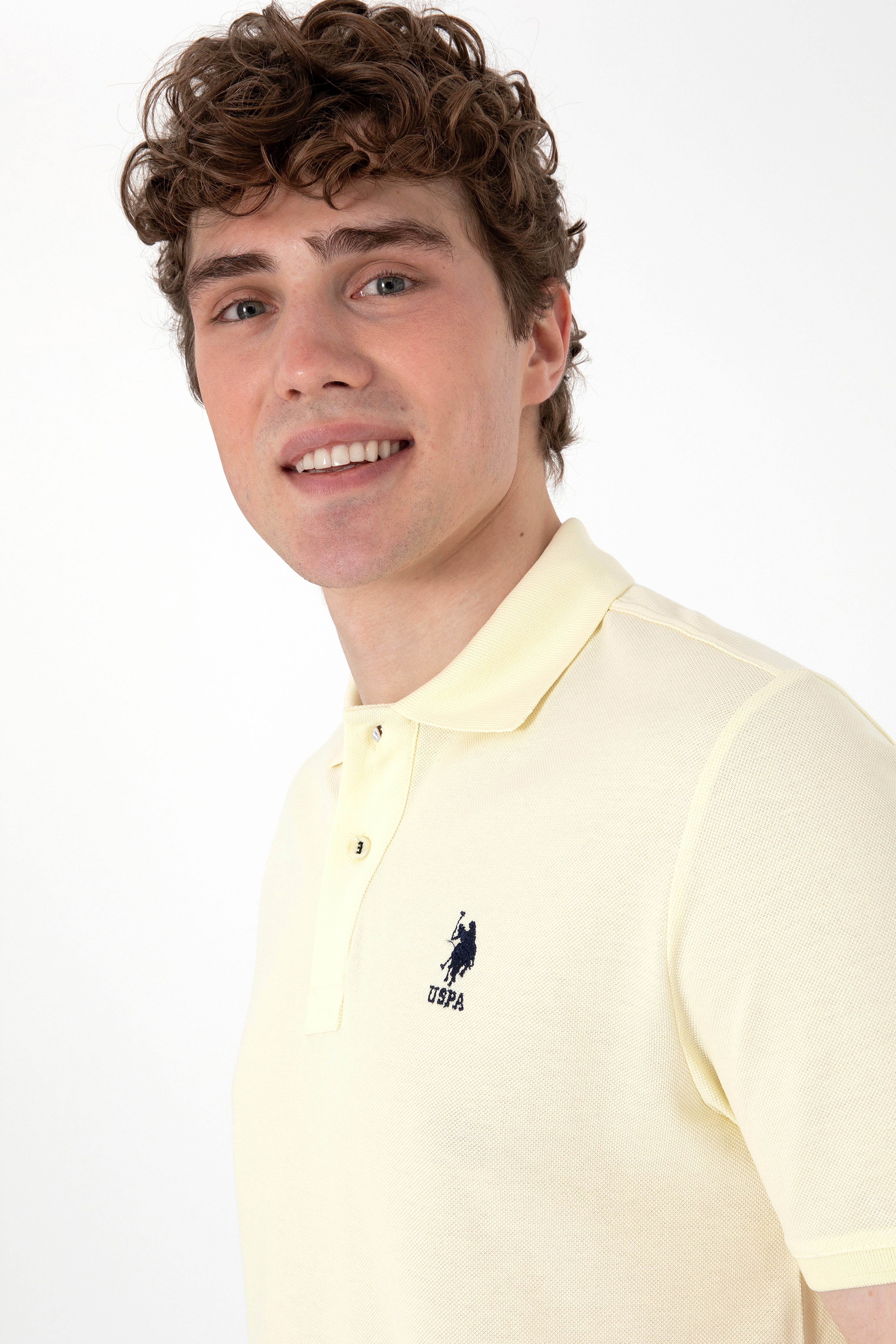 Erkek Regular Fit Polo Yaka Limon Basic Tişört - Image 2