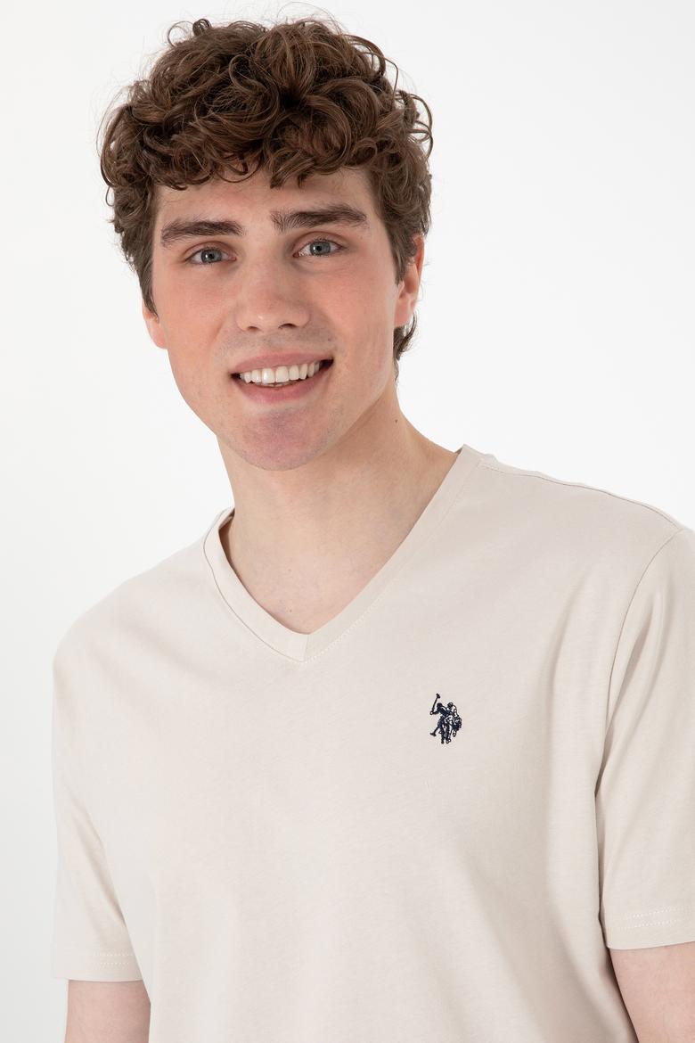 Erkek Regular Fit V Yaka Taş Basic Tişört - 50298043081