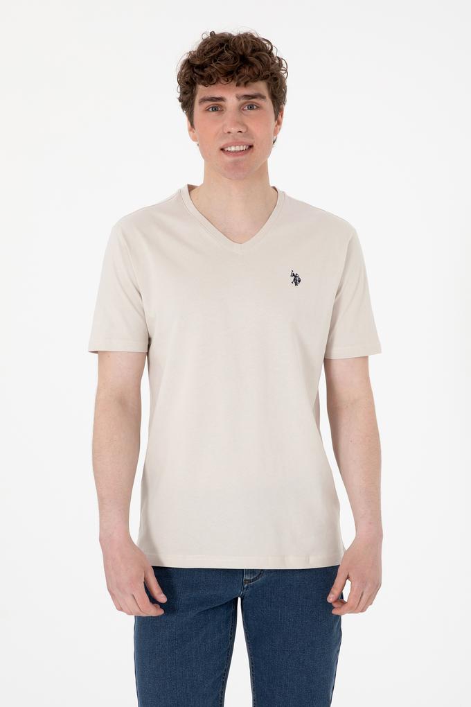 Erkek Regular Fit V Yaka Taş Basic Tişört