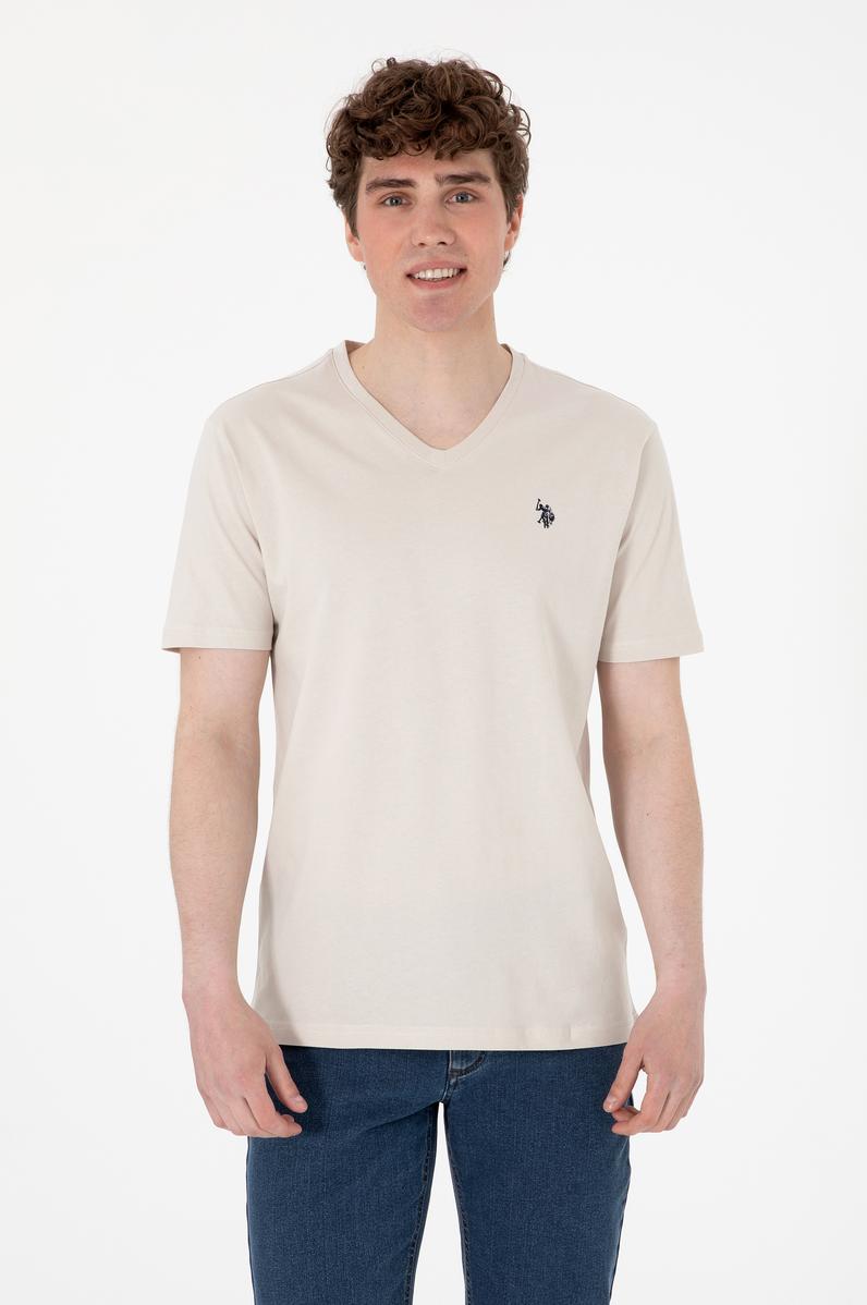 Erkek Regular Fit V Yaka Taş Basic Tişört